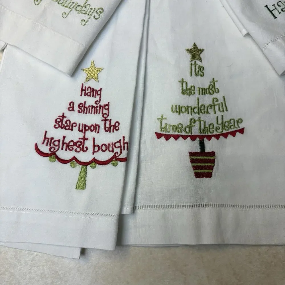 Christmas Tea Towels Bed Bath Beyond Christmas Trees Happy Jollydays Mittens 4